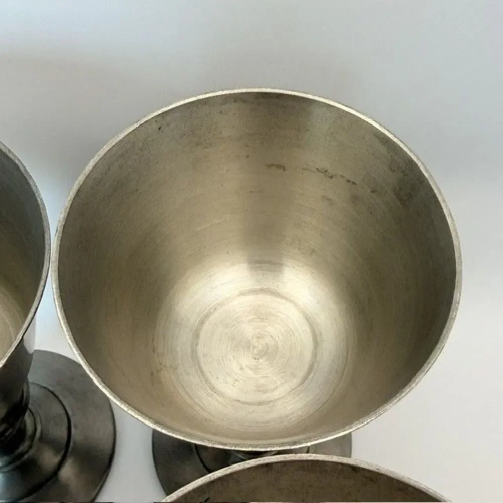 Set Of 4 International Silver Co Pewter Goblets Chalices Wine Glasses  4 in USA
